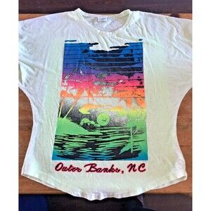 Vintage Outer Banks T-shirt Women's Ladies M Single Stitch NC Beach Nags Head